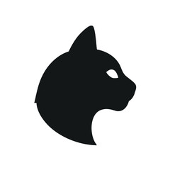 Elegant black cat silhouette profile minimalist design