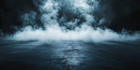 Fototapeta premium Eerie dark room with dense fog abstract atmospheric background for horror mystery suspense or dramatic themed visuals and creative projects