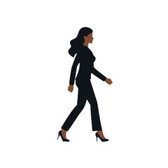 Confident black businesswoman walking forward side profile