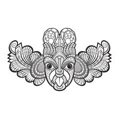 sri lankan devil mask in black outline vector icon