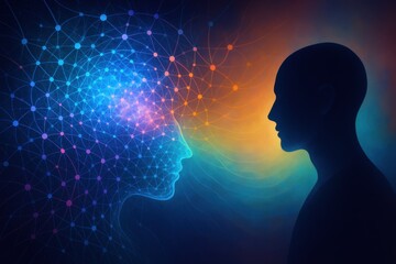 Obraz premium Psychological consultation with an AI therapist guiding a person through emotional challenges