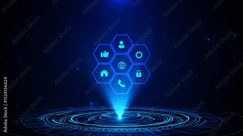 Aufkleber hexagon shape connection wave flowing, cyber technology pattern for technology. abstract futuristic 