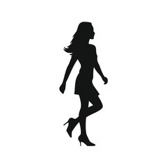 Elegant woman walking silhouette fashion model