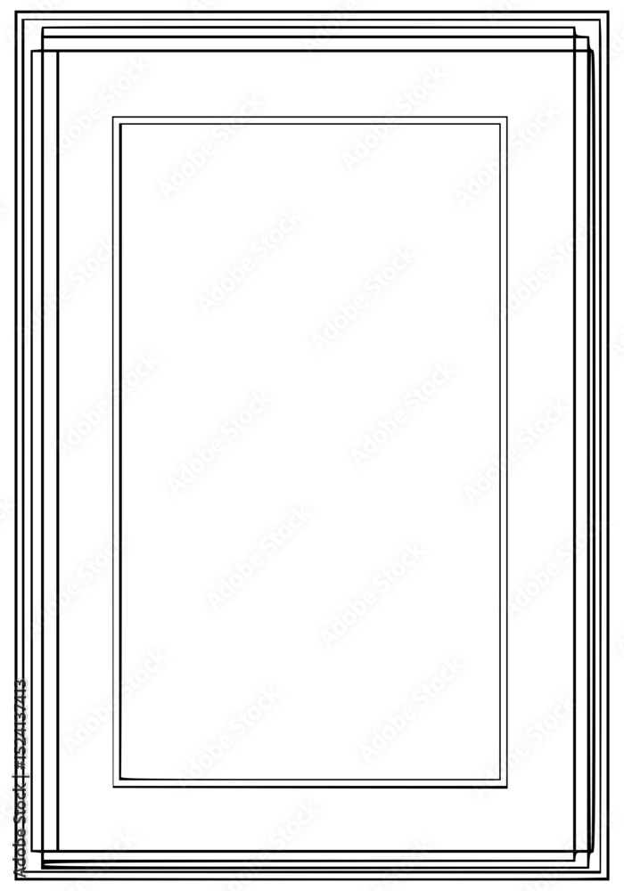 Poster outline frame with layered design on transparent background
