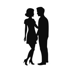 Romantic couple silhouette holding hands close up