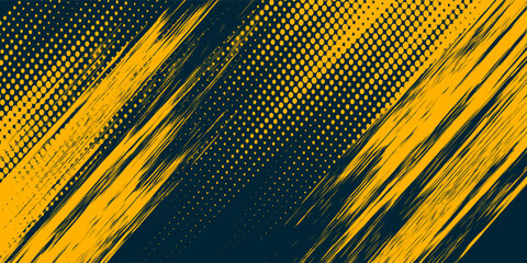 Yellow halftone on blue background. Vector dotted sparkles, Dots pop art comics sport style vector illustration.