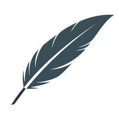 Single dark grey quill feather icon design