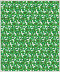 Avocados, fruits and leaves background. Avocado Pattern And Template. Sliced avocado on a Light background stock illustration. Seamless pattern of avocados 
