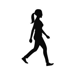 Woman walking silhouette side profile casual