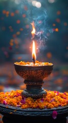 Families performing Lakshmi Puja, offering prayers for prosperity and happiness on Diwali
