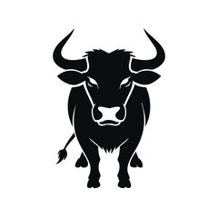 Powerful black bull silhouette strong animal icon