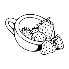sweet strawberries in a mug sketch
