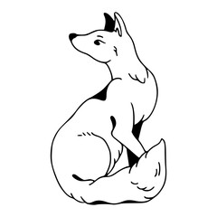 sitting fox minimalist line art