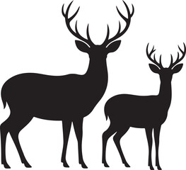 Obraz premium Mountain Deer Vector Clipart – Rustic Wildlife SVG BundleMajestic Deer Vector Design – Forest and Mountain SilhouetteWild Mountain Deer SVG – Cricut Cut Files for OutdoorsRustic Deer Vector Art 