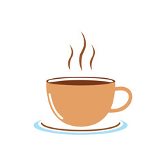 A warm cup of coffee on a saucer