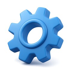 Blue Cogwheel  A 3D Render of a Mechanism, Representing Efficiency and Seamless Processes isolated on transparent white background