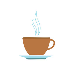 A warm cup of coffee or tea on a saucer