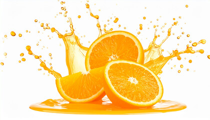 Juicy Orange Slices Splashing Fresh Citrus Burst Photography