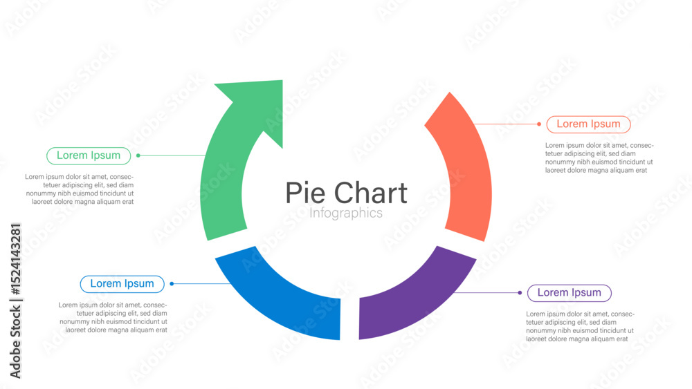 Aufkleber pie chart diagram: a clean and modern pie chart infographic with arrows showcasing data visualizatio