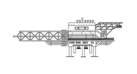 Obraz premium Offshore Platform Blueprint Outline for Engineering Design