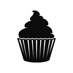 Delicious black and white cupcake silhouette