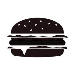 Delicious black and white hamburger icon graphic