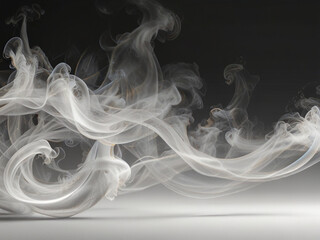 Obraz premium Photorealistic White and Gray Smoke Swirls on Transparent Background – Ethereal Vapor Trails and Misty Fumes, PNG Cutout Style for Overlays