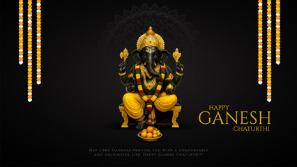 Lord Ganpati on Ganesh Chaturthi background. abstract vector illustration design background. Ganesh Chaturthi social media banner design with Lord Ganesh Vector.
