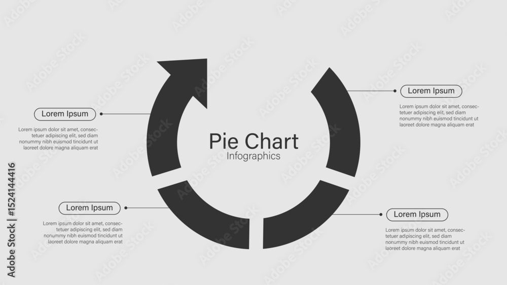 Aufkleber pie chart diagram: a clean and modern pie chart infographic with arrows showcasing data visualizatio
