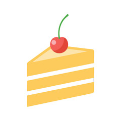 Delicious three layer cake slice with cherry