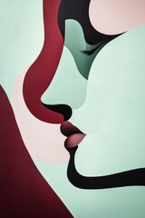 clean modern mint green bordeaux red abstract art 