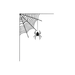 Halloween corner spiderweb design element black spider