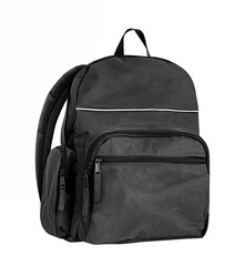 Black backpack isolated on white, knapsack,schoolbag.Single object.School item.Sport.