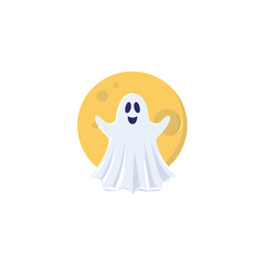 Happy halloween ghost moonlit night spooky cute