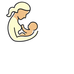 A simplified illustration of a mother cradling her baby, emphasizing nurturing and connection.