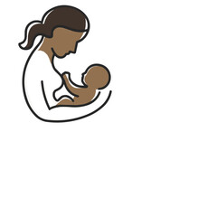 A simple line drawing of a mother tenderly holding and breastfeeding her baby, symbolizing care and nurturing.