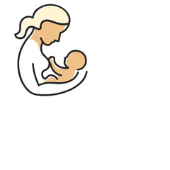 Line art illustration of a mother gently holding her baby, showcasing a nurturing and loving bond between them.