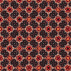 seamless pattern of orange sunflower into a beautiful geometry seamless pattern