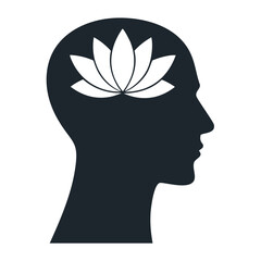 Mindful serenity lotus flower head silhouette