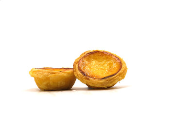 Egg tart the delicious crispy bakery on  white background