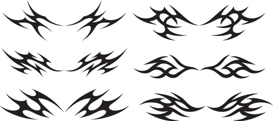 3d chrome metal of y2k tribal sigilism tatto pack. Flame shape in liquid mercury. 3d illustration of abstract neo tribal cyber sigil metallic melted modern burn form, design element. 3D Illustration