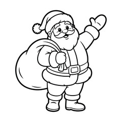 Vector illustration of a jovial Santa Claus with a smile Christmas background with white