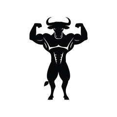 Muscular bull bodybuilder strong powerful fitness