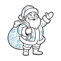 Vector illustration of a jovial Santa Claus with a smile Christmas background with white