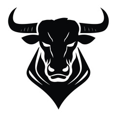 Powerful black bull head silhouette strong animal