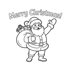 Vector illustration of a jovial Santa Claus with a smile Christmas background with white
