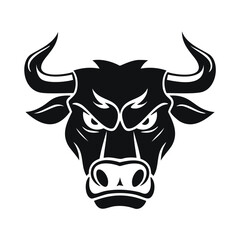 Powerful black bull head mascot logo design