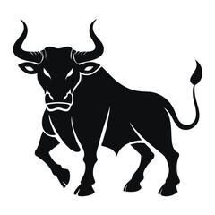 Powerful black bull silhouette strong animal symbol