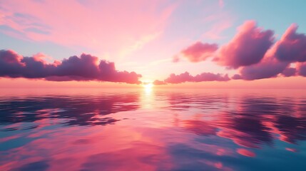 Obraz premium Serene sunset over a calm sea.