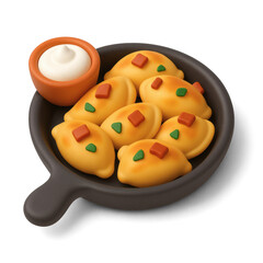 3D Icon of Pierogi – Traditional Polish Dumplings